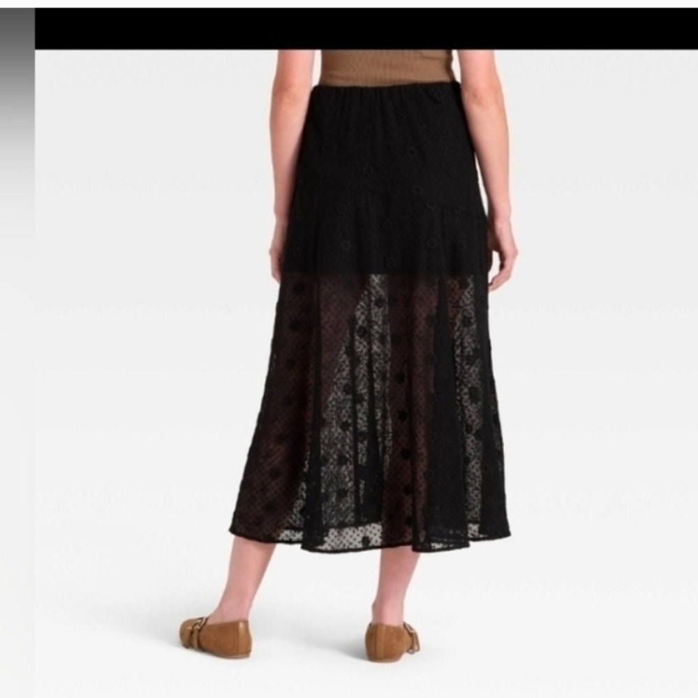 Universal Thread Women's Lace Maxi A-Line Skirt Black - Picture 2 of 5